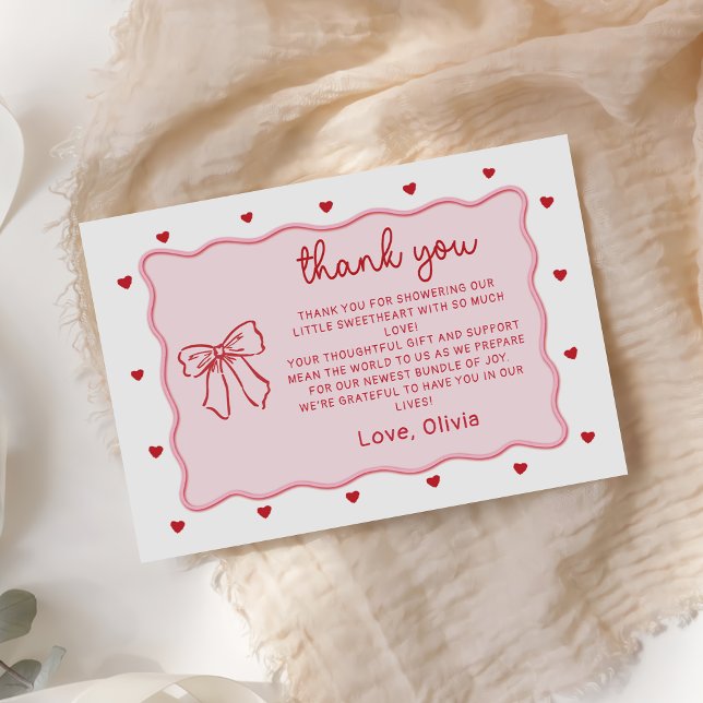 A Little Sweetheart Valentine's Baby Shower Thank You Card (Creator Uploaded)