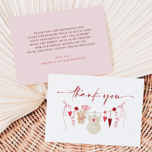 A Little Sweetheart Valentine's Baby Shower Thank You Card
