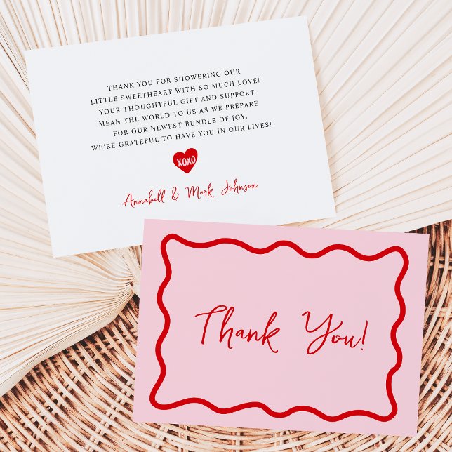 A Little Sweetheart Valentine's Baby Shower Thank You Card (Creator Uploaded)