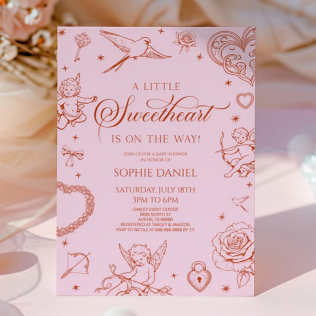 A Little Sweetheart Valentine's Day Baby Shower Invitation (Creator Uploaded)