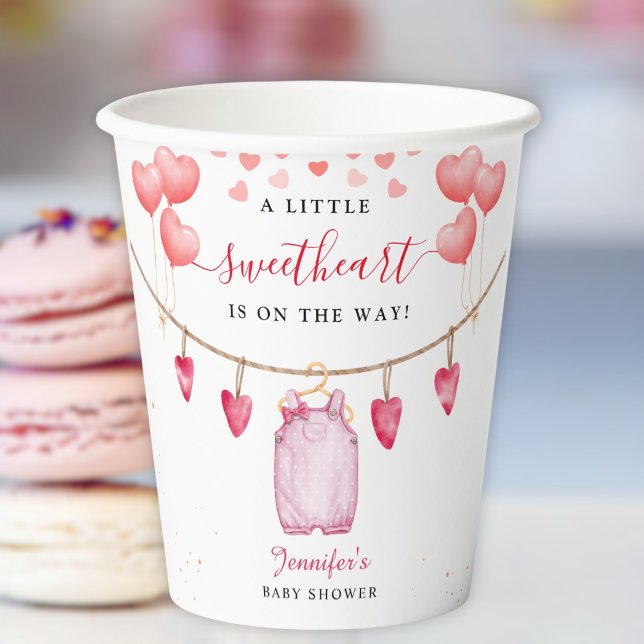 A Little Sweetheart | Valentine's Day Baby Shower  Paper Cups (Creator Uploaded)