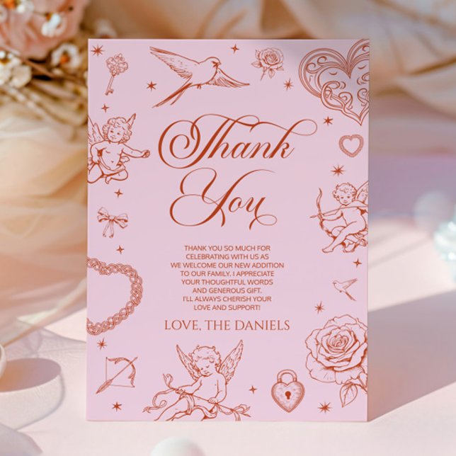 A Little Sweetheart Valentine's Day Baby Shower Thank You Card (Creator Uploaded)