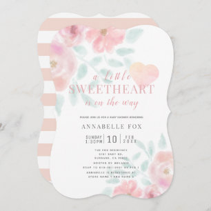 A Little Sweetheart Valentine's Floral Baby Shower Invitation