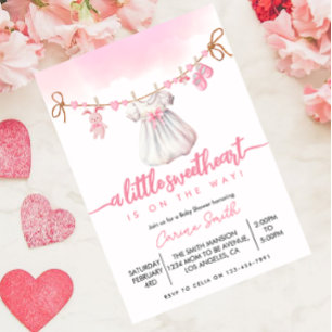 A little Sweetheart Valentine's Girl Baby Shower Invitation