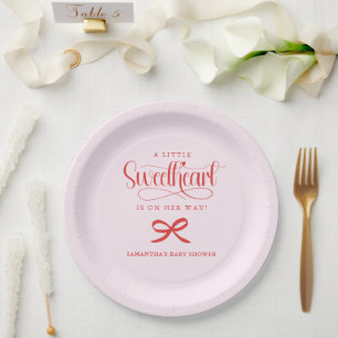 A little sweetheart Valentines girl baby shower Paper Plate