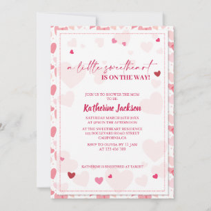 A little sweetheart valentines hearts baby shower invitation