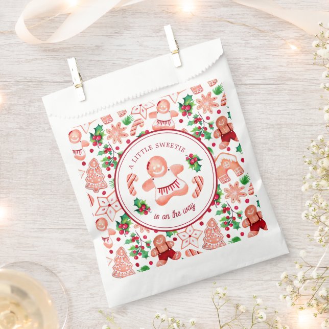 A Little Sweetie Gingerbread Christmas Baby Shower Favour Bag (Clipped)