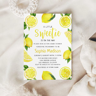 A Little Sweetie   Lemon Fruits Baby Shower Invitation