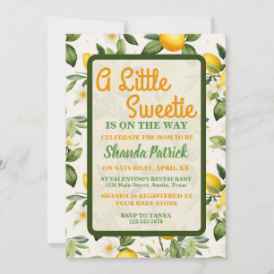 A Little Sweetie Lemon Theme Baby Shower Invitation