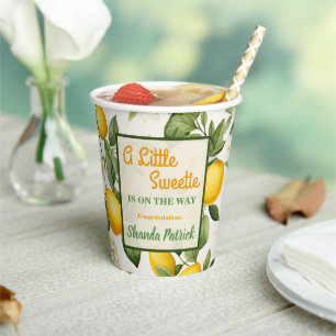 A Little Sweetie Lemon Theme Baby Shower Paper Cups