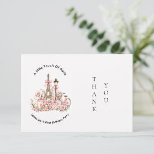 A Little Touch Of Paris Girls’ 1st. Birthday Party Thank You Card