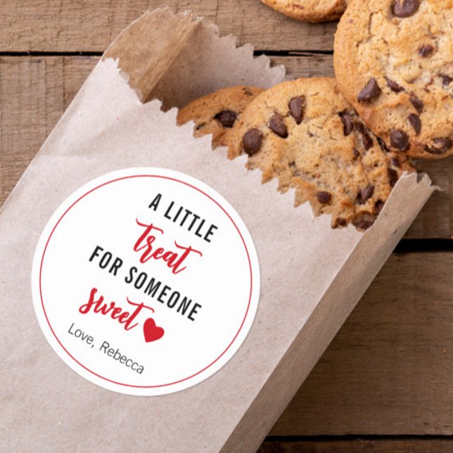 A Little Treat for Somone Sweet Valentine's Day Classic Round Sticker (Creator Uploaded)