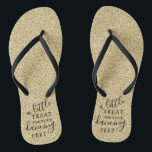A Little Treat For Your Dancing Feet- Gold Glitter Thongs<br><div class="desc">Celebrate in style with these trendy wedding flip flops. This design is easy to personalise with your own wording and your guests will be thrilled when they receive these fabulous party favours.</div>