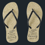 A Little Treat For Your Dancing Feet- Gold Glitter Thongs<br><div class="desc">Celebrate in style with these trendy wedding flip flops. This design is easy to personalise with your own wording and your guests will be thrilled when they receive these fabulous party favours.</div>