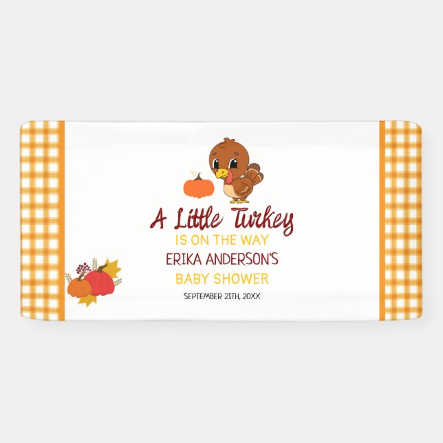 A Little Turkey Baby Shower Fall Thanksgiving  Banner (Horizontal)