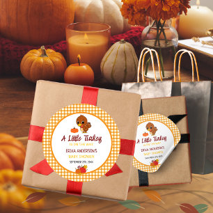 A Little Turkey Baby Shower Fall Thanksgiving  Classic Round Sticker
