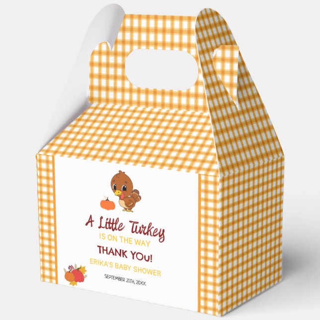 A Little Turkey Baby Shower Fall Thanksgiving  Favour Box (Back)