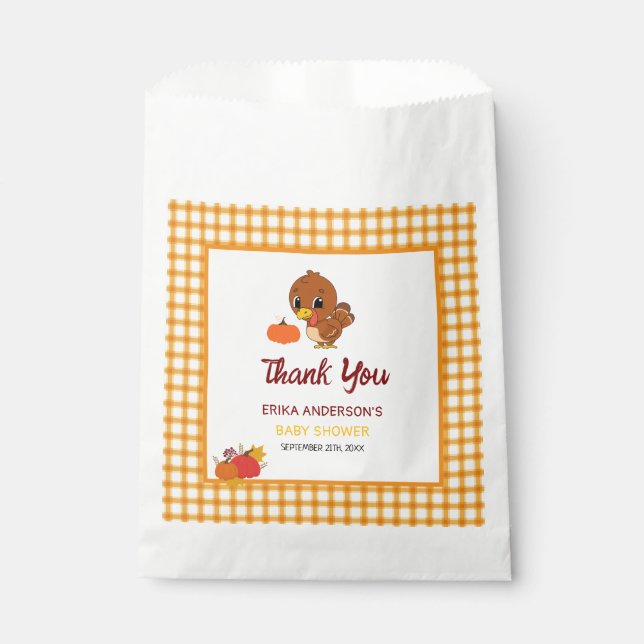 A Little Turkey Is On The Way Fall Thanksgiving  Favour Bag (Front)