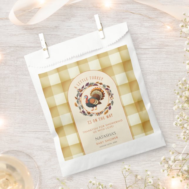 A Little Turkey Thanksgiving Fall Baby Shower Favour Bag (Clipped)