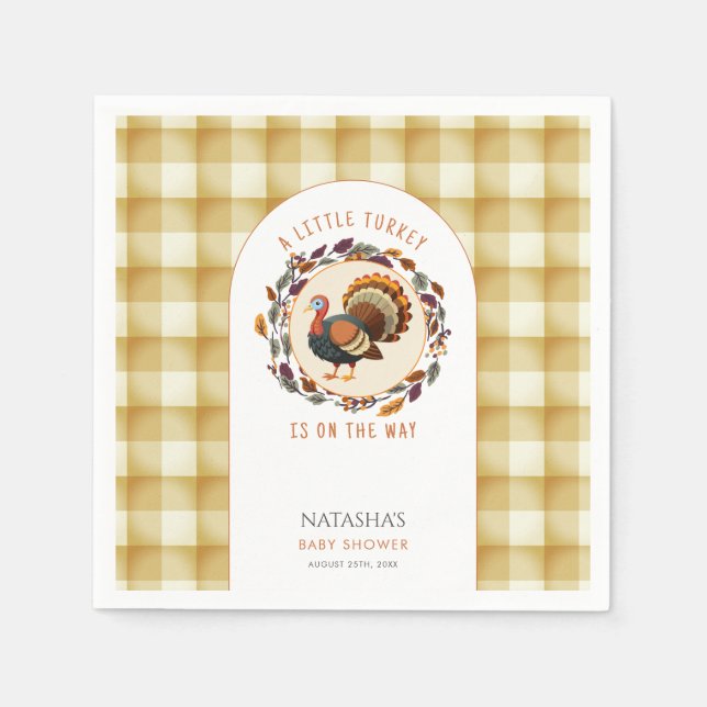 A Little Turkey Thanksgiving Fall Baby Shower Napkin (Front)