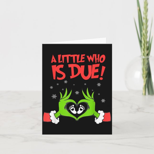 A Little Who Is Due Cute Christmas Pregnancy Annou Card (Front)