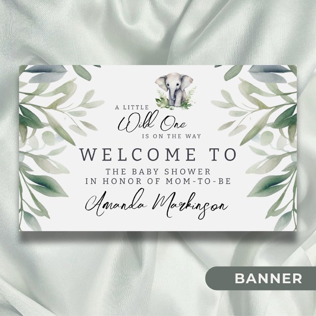 A Little Wild Elephant Baby Shower Welcome  Banner (Creator Uploaded)