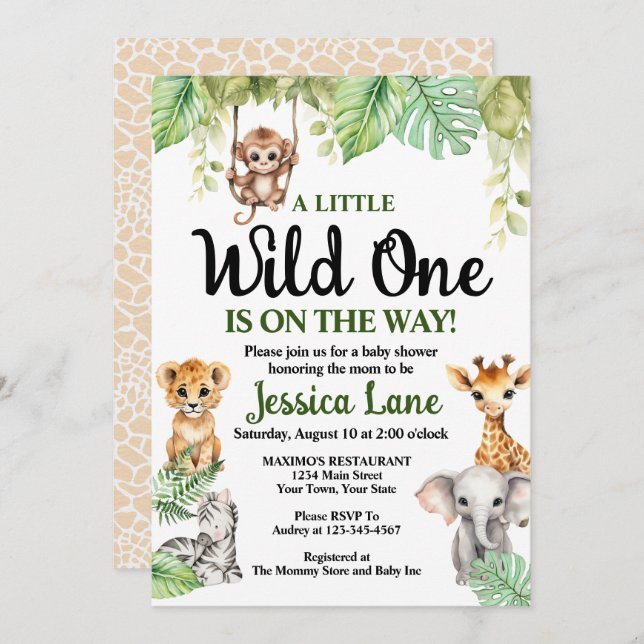 A Little Wild One Baby Shower  Invitation (Front/Back)