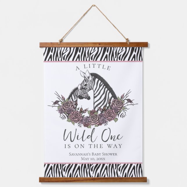 A Little Wild One Baby Zebra Print Hanging Tapestry (Front)