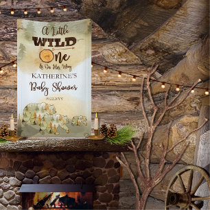 A Little Wild One Bears Woodland Baby Shower Banner