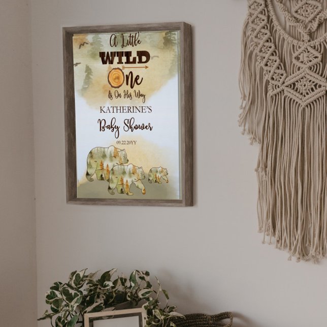 A Little Wild One Bears Woodland Baby Shower Poster (Creator Uploaded)