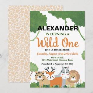 A Little Wild One Birthday Party Invitation