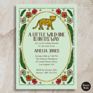 A Little Wild One Cute Jaguar Baby Shower Invitation