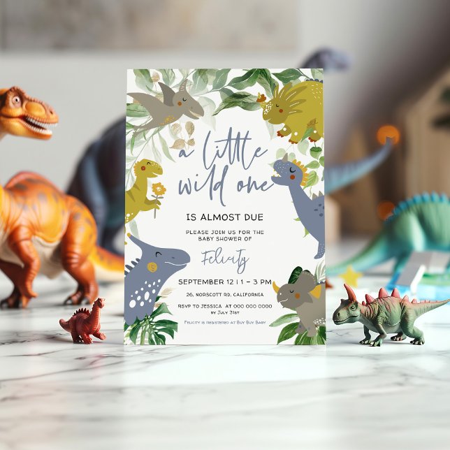 A little wild one dinosaur trex Baby Shower  Invitation (Creator Uploaded)