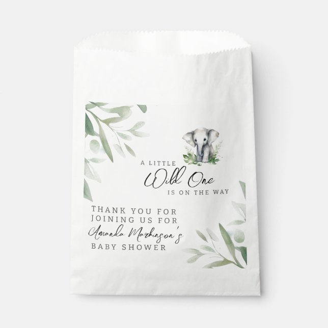 A Little Wild One Elephant Baby Shower Party Favour Bag (Front)