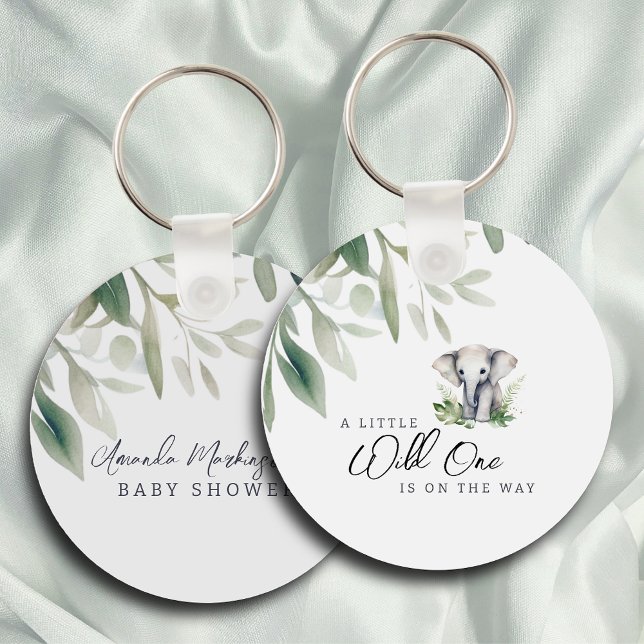 A Little Wild One Elephant Baby Shower Party Key Ring (Creator Uploaded)