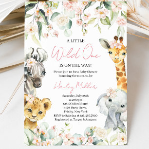 A Little Wild One Girl Jungle Baby Shower Invitation