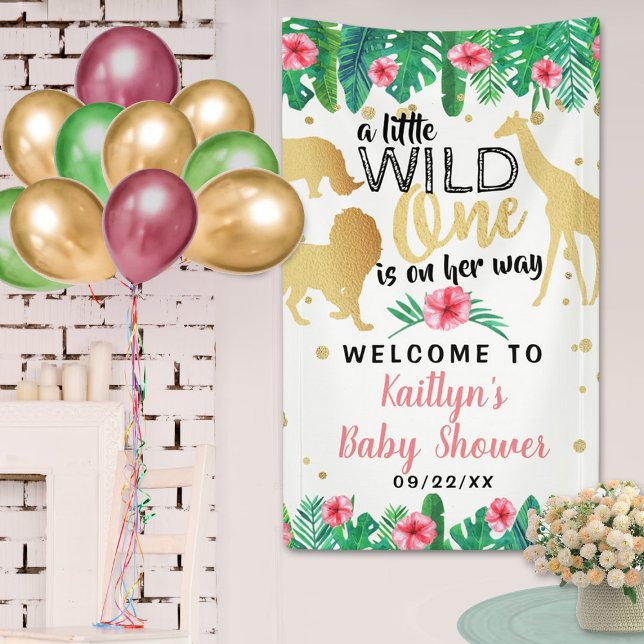 A Little Wild One Is On Her Way Girls Baby Shower Banner (Creator Uploaded)