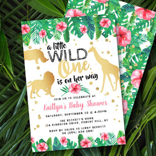 A Little Wild One Is On Her Way Girls Baby Shower Invitation