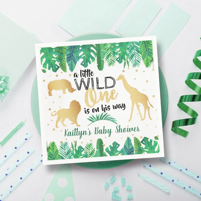 A Little Wild One Is On His Way Boys Baby Shower Napkin (Creator Uploaded)