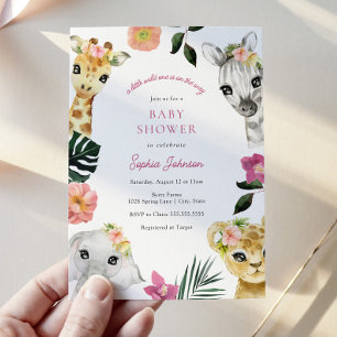 A Little Wild One Jungle Girl Baby Shower Invitation