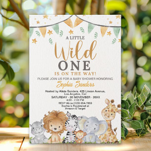 A Little Wild One Safari Animals Baby Shower Invitation