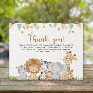 A Little Wild One Safari Animals Baby Shower Thank You Card