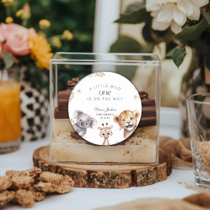 A Little Wild One Safari Baby Animals Baby shower Classic Round Sticker