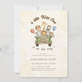 A Little Wild One Safari Baby Shower Invitation