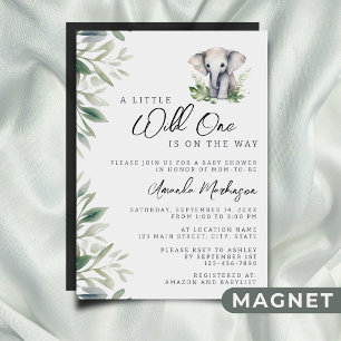 A Little Wild One Safari Elephant Baby Shower Magnetic Invitation