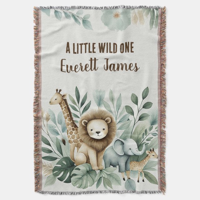 A Little Wild One Throw Blanket (Front Vertical)