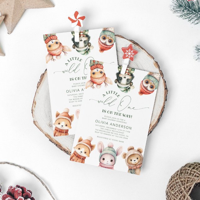 A Little Wild One Winter Woodland Baby Shower Invitation (Creator Uploaded)