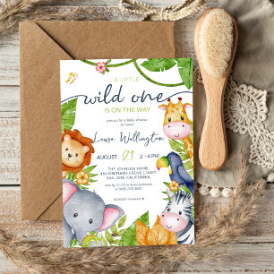 A Little Wild One Zoo Animal Jungle Baby Shower Invitation