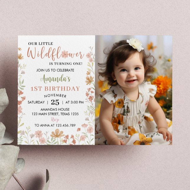 A Little Wildflower 1st Birthday Invitation (Creator Uploaded)