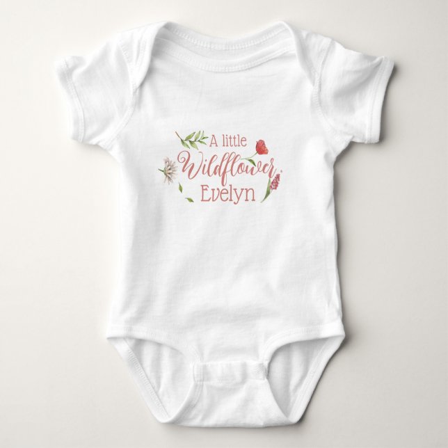 a little wildflower baby girl  baby bodysuit (Front)